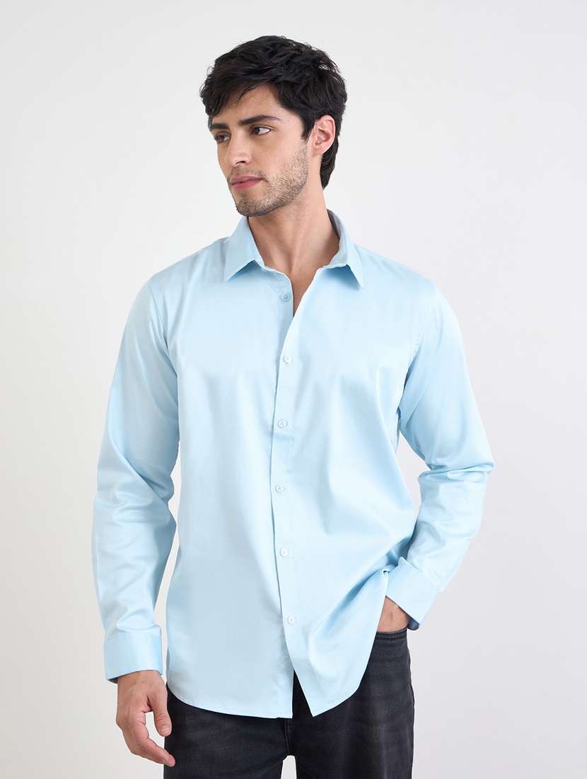 men solid long sleeve regualr fit casual shirt