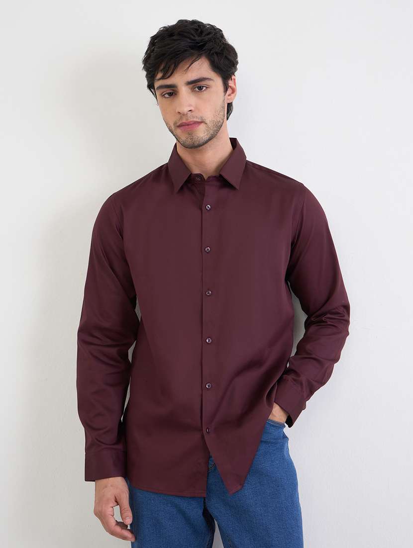 men solid long sleeve regualr fit casual shirt