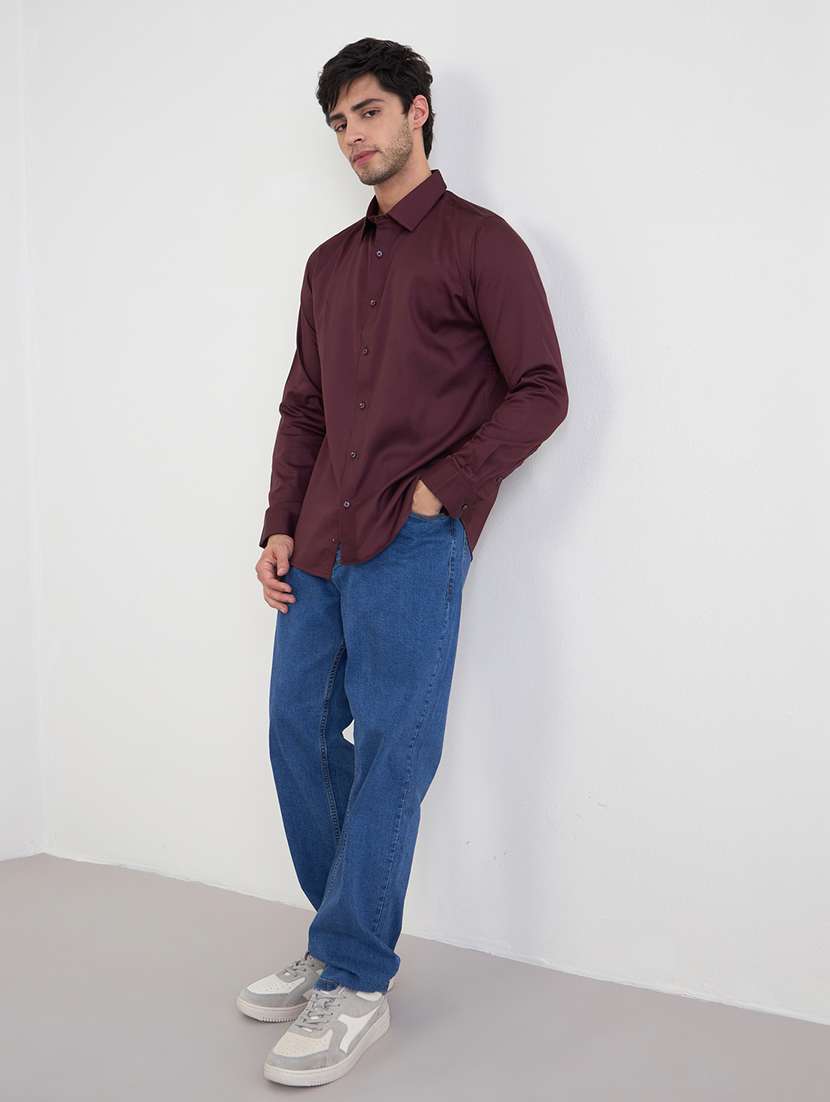 men solid long sleeve regualr fit casual shirt - 22287950 -  Standard Image - 3