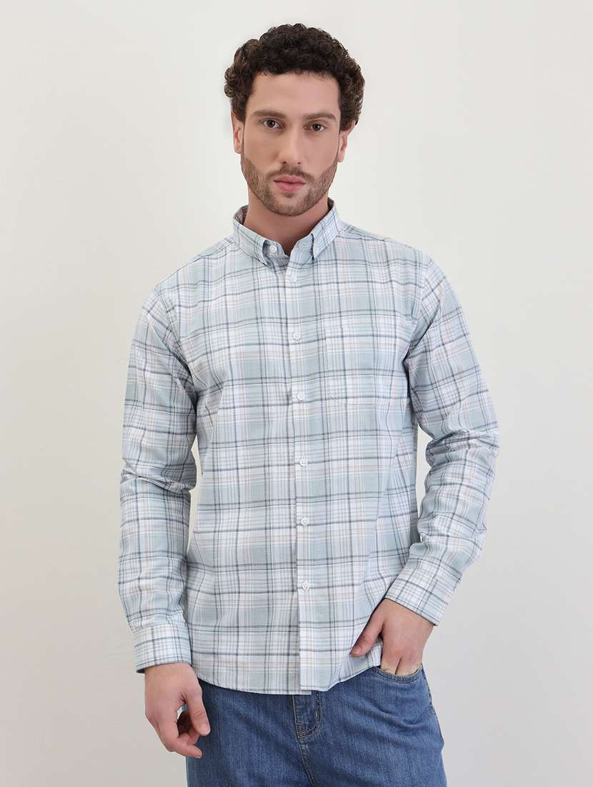 men checkered long sleeve regualr fit casual shirt