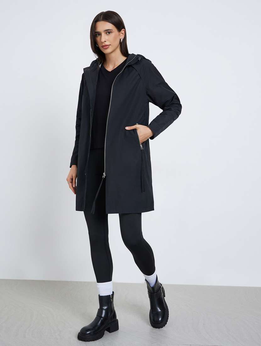 women solid long sleeve hooded jacket - 22287968 -  Standard Image - 3