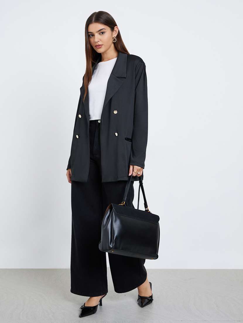 women solid long sleeve double breasted blazer - 22287970 -  Standard Image - 5