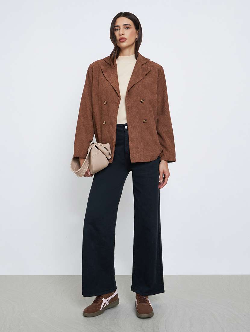 women solid lapel neck long sleeve blazer - 22287971 -  Standard Image - 3