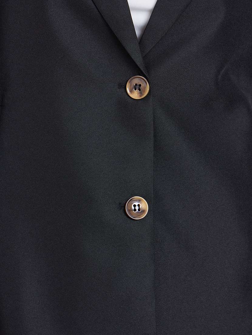 women solid lapel neck long sleeve blazer - 22287972 -  Standard Image - 3