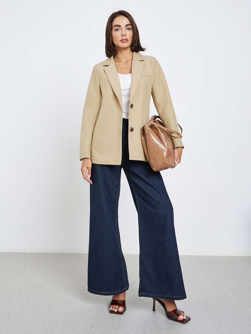 women solid long sleeve single breasted blazer - 22287973 -  Standard Image - 3