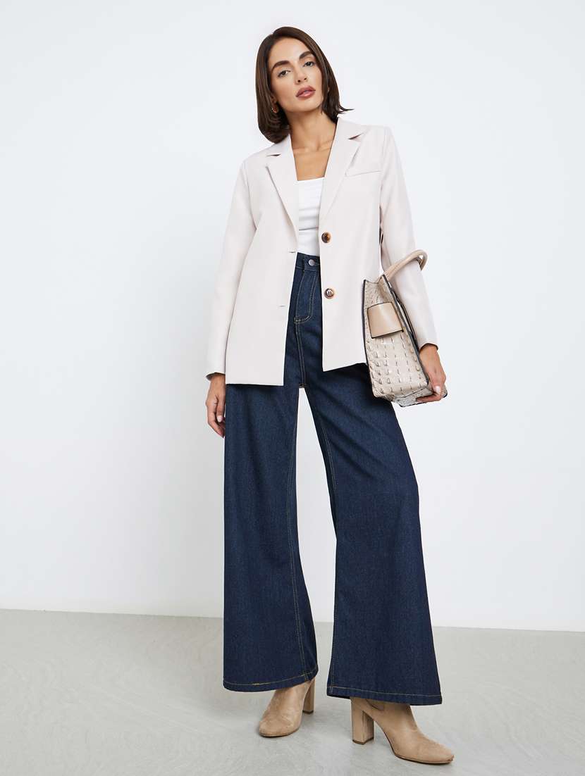 women solid long sleeve single breasted blazer - 22287974 -  Standard Image - 3