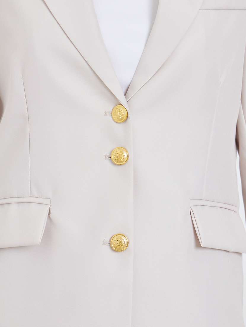 women solid lapel neck long sleeve blazer - 22287976 -  Standard Image - 3