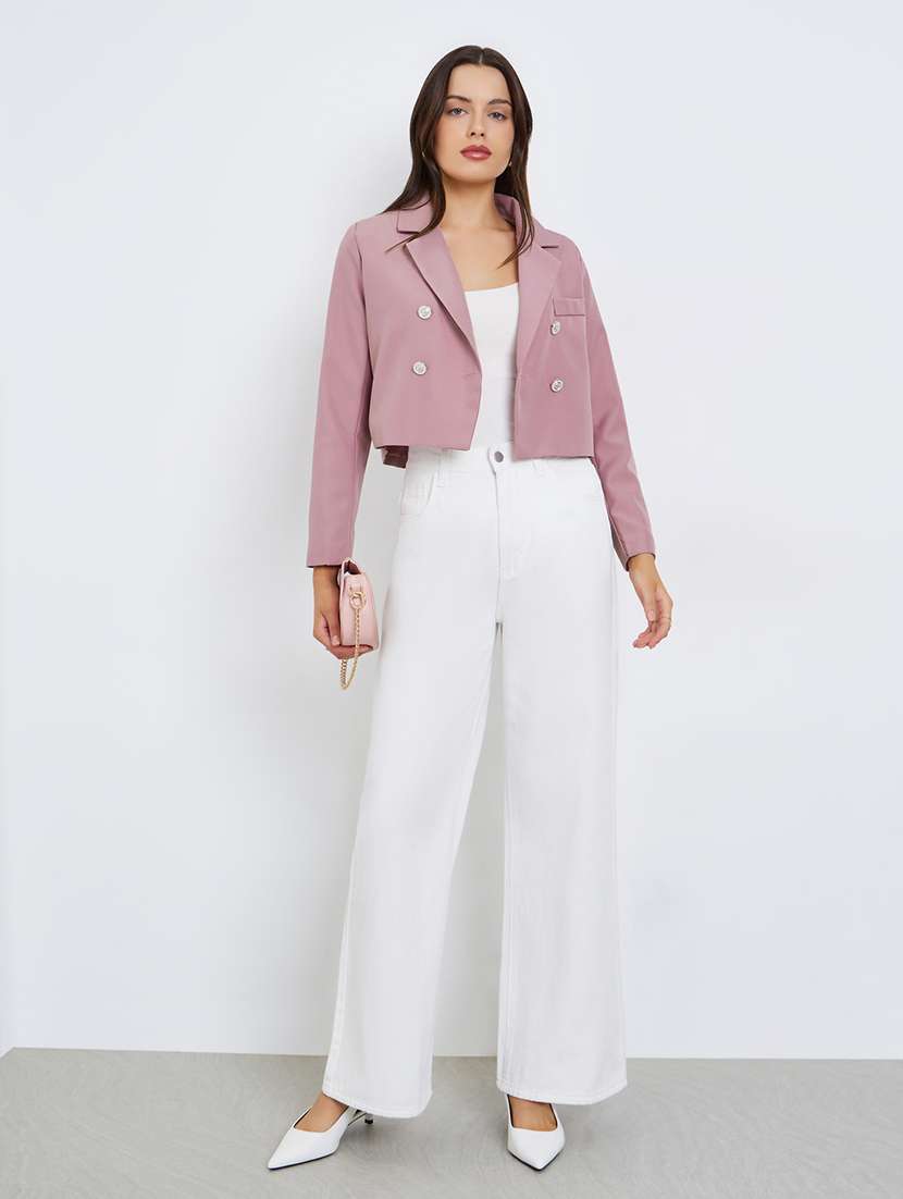 women solid long sleeve double breasted blazer - 22287985 -  Standard Image - 3