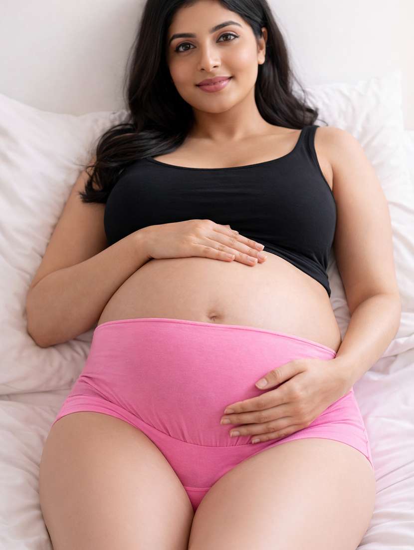 women solid high rise maternity panty