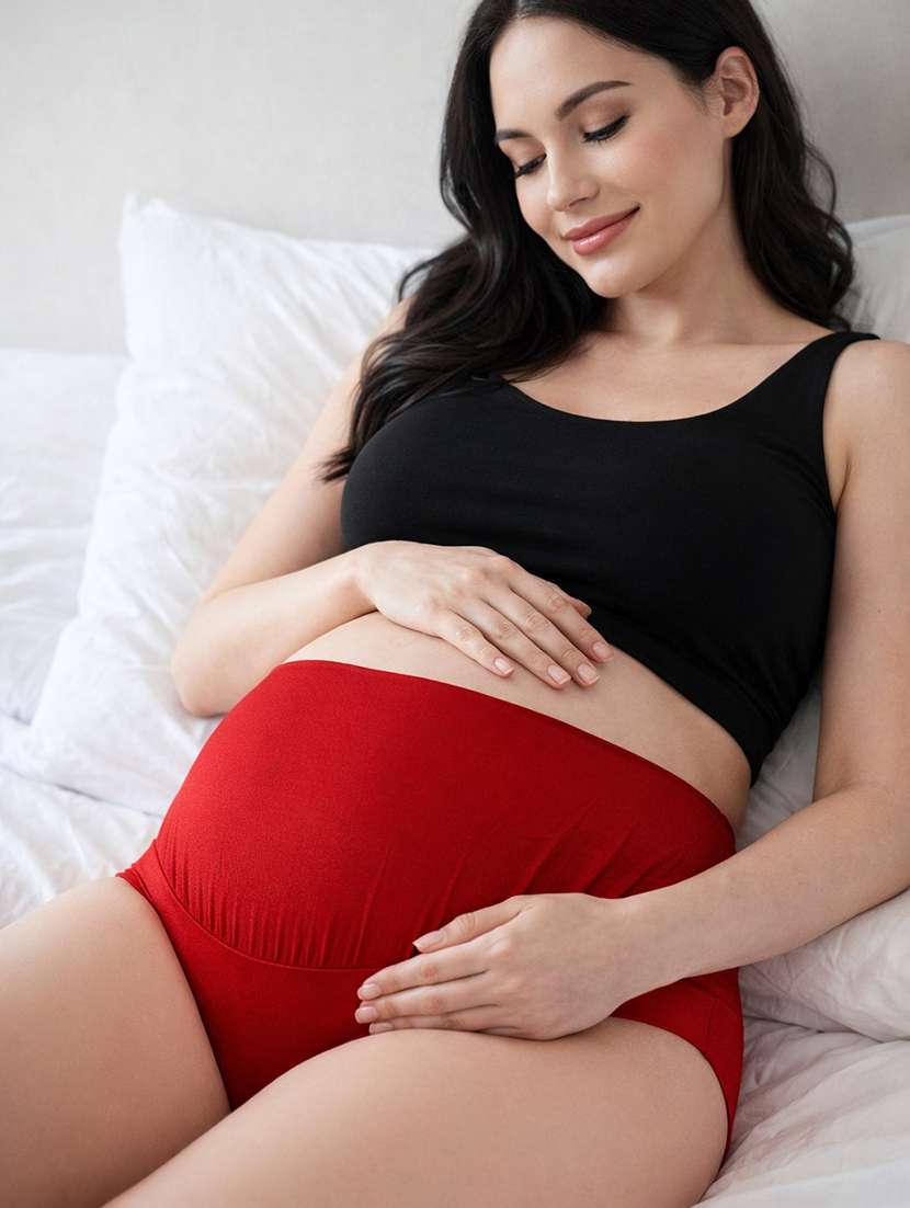 women solid high rise maternity panty