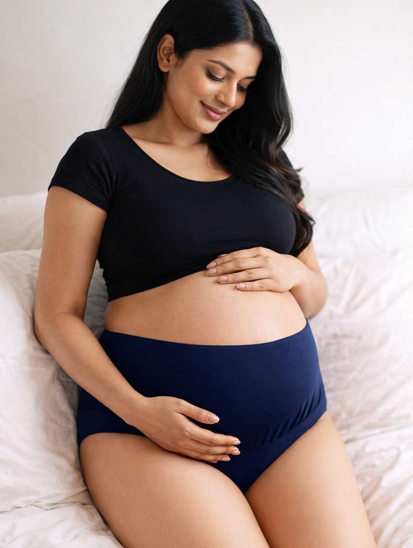 women solid high rise maternity panty