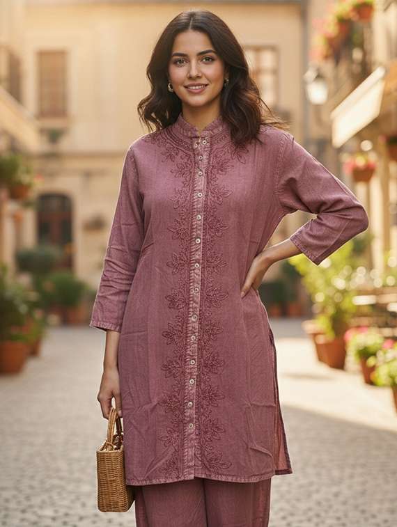 Women Embroidered Three Quarter Sleeve Co-ord Set - 22288050 -  Standard Image - 3