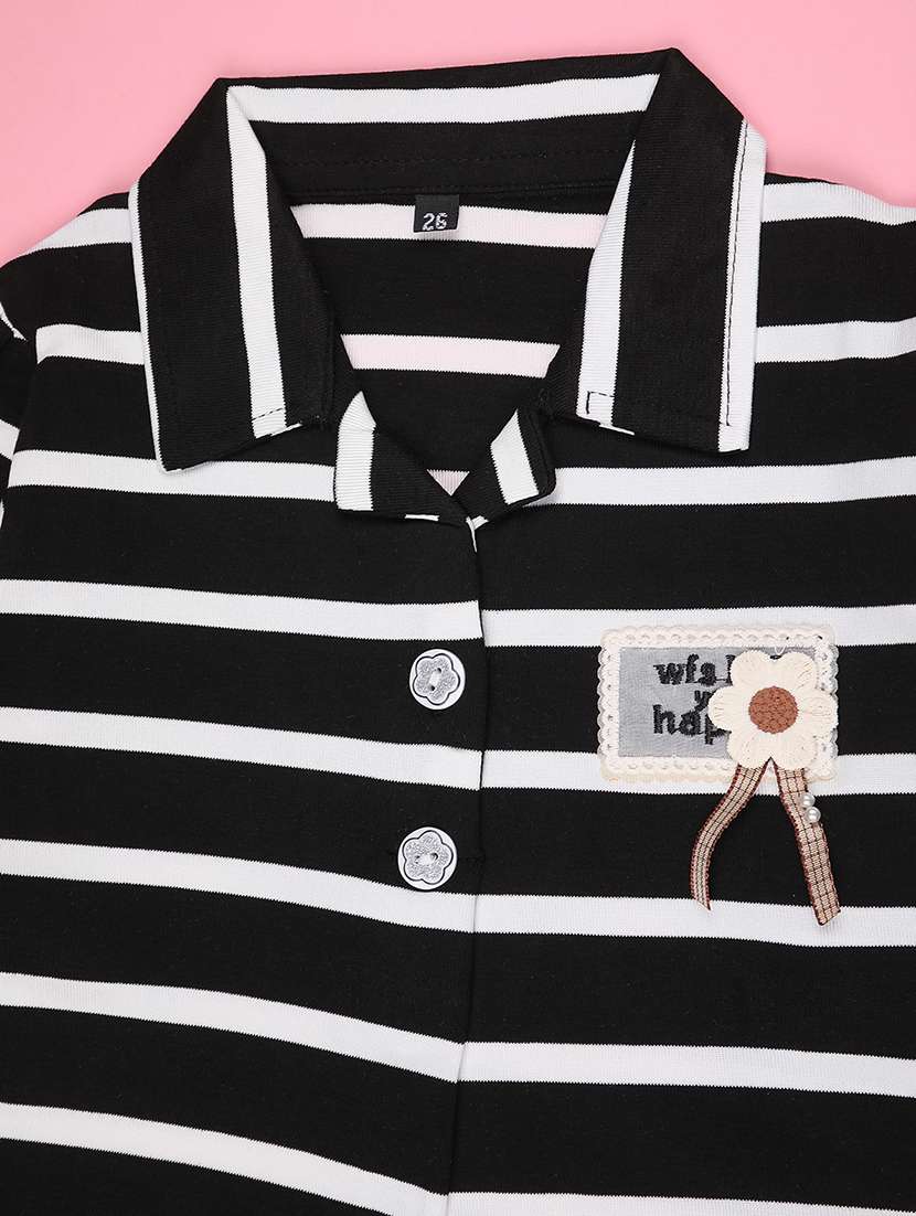 girls striped collared long sleeve top - 22288265 -  Standard Image - 3