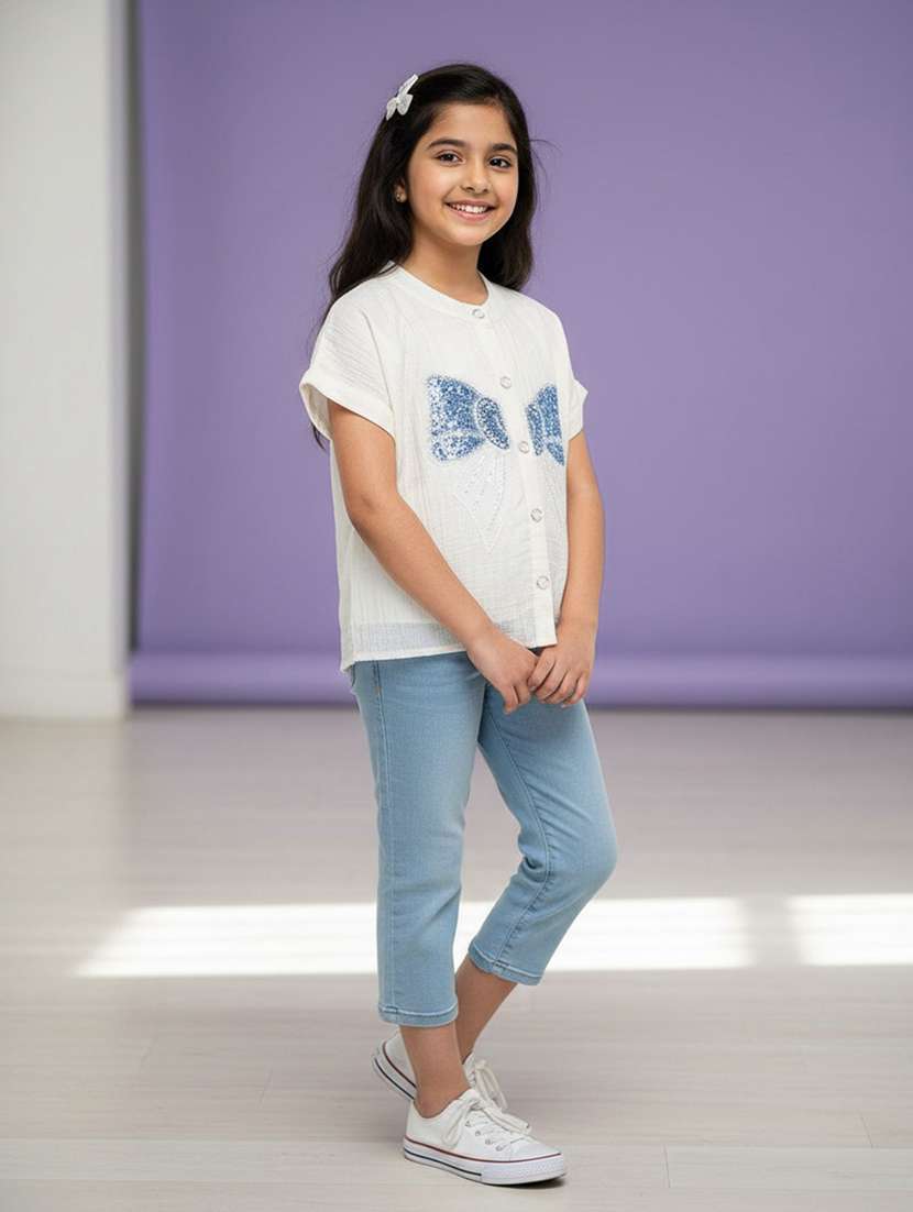 girls embellished short sleeve top