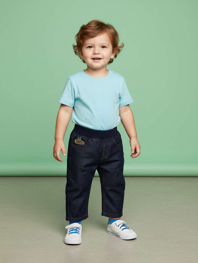blue denim plain jogger