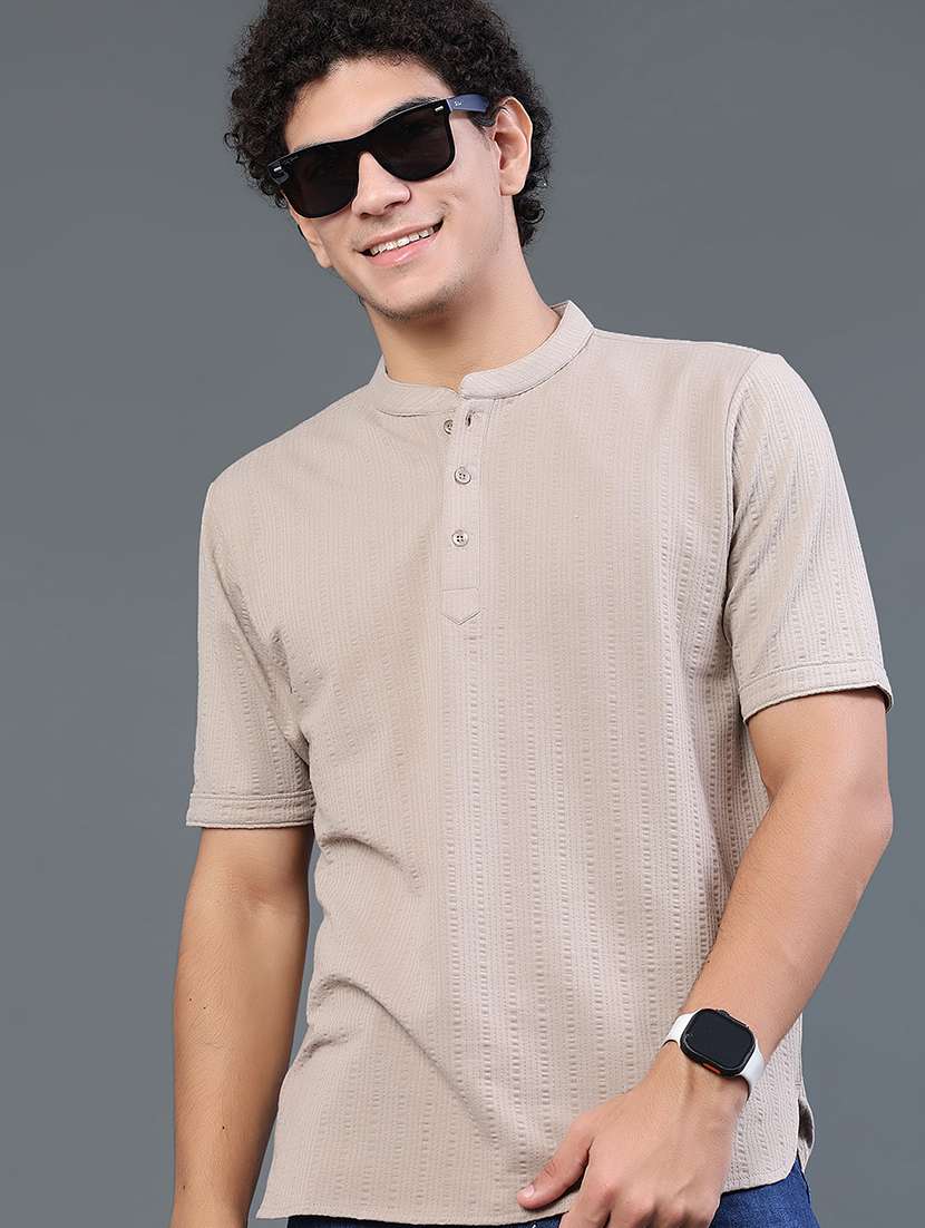 men self design short sleeves regular fit t-shirt