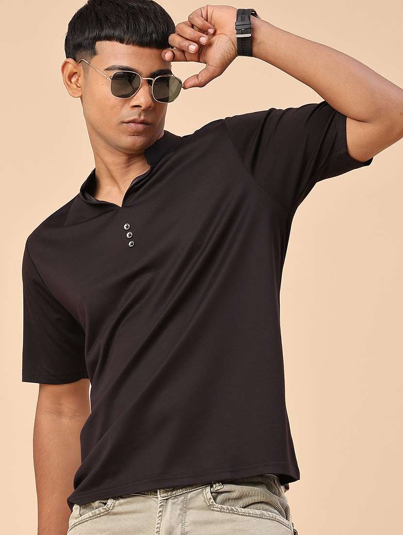 men solid short sleeves regular fit t-shirt