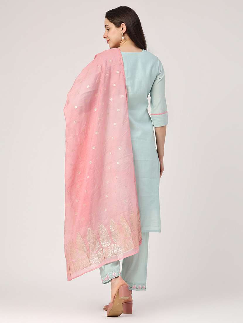 Women Three Quarter Sleeve Kurta Pant With Dupatta Set - 22288429 -  Standard Image - 3