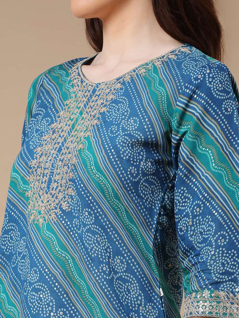 blue cotton straight kurta - 22288473 -  Standard Image - 5