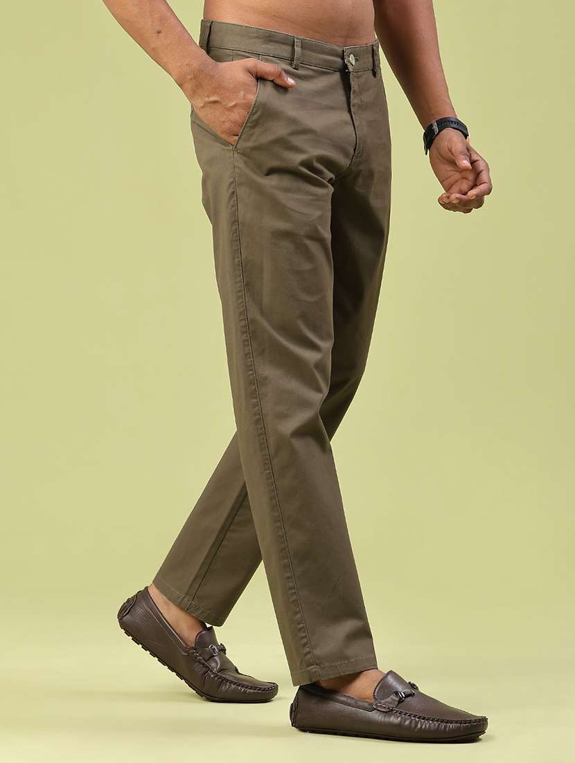 men solid mid rise chinos casual trouser - 22288513 -  Standard Image - 3