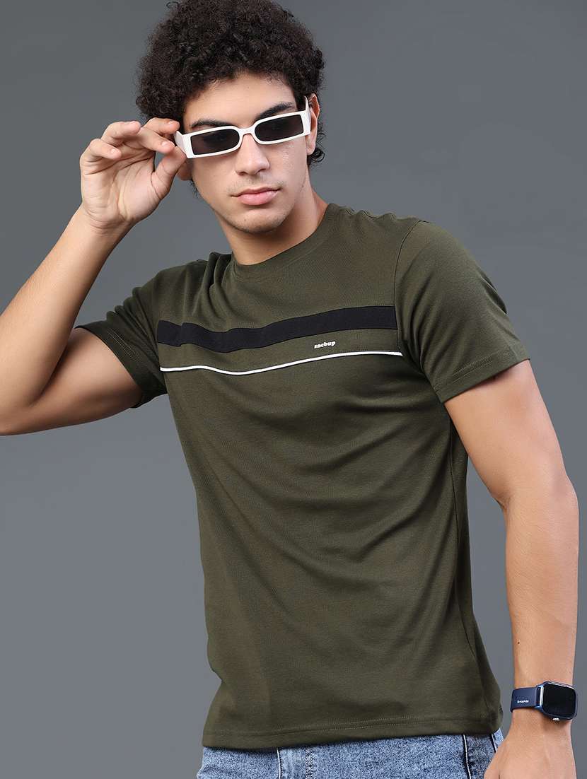 men taped short sleeves regular fit t-shirt