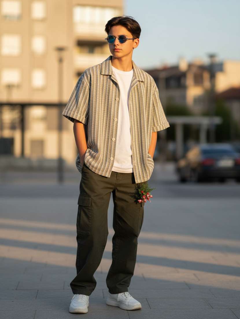 green cotton shirt