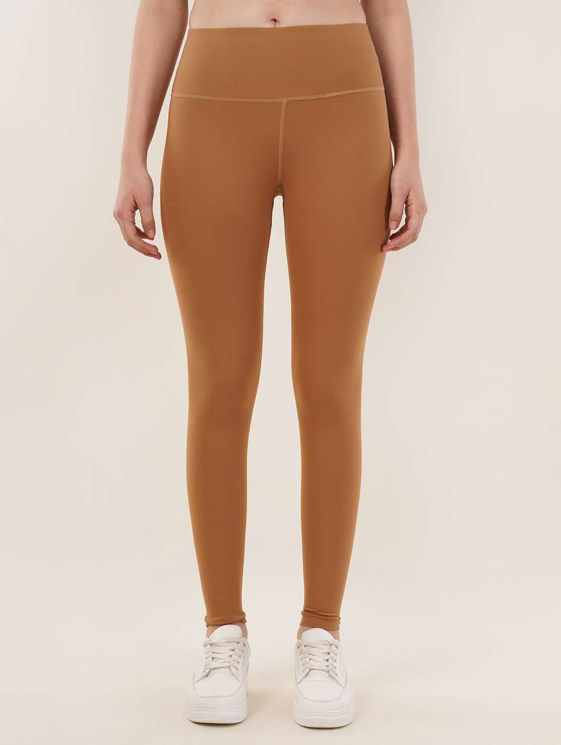 women solid high rise ankle length legging