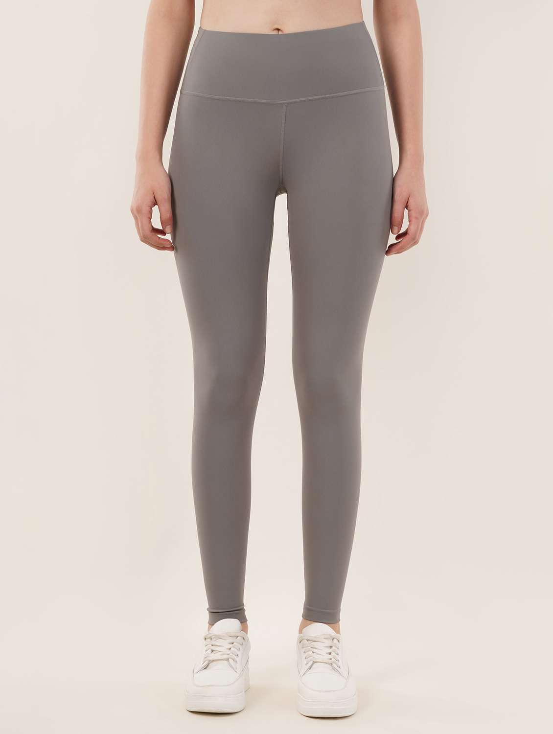 women solid high rise ankle length legging