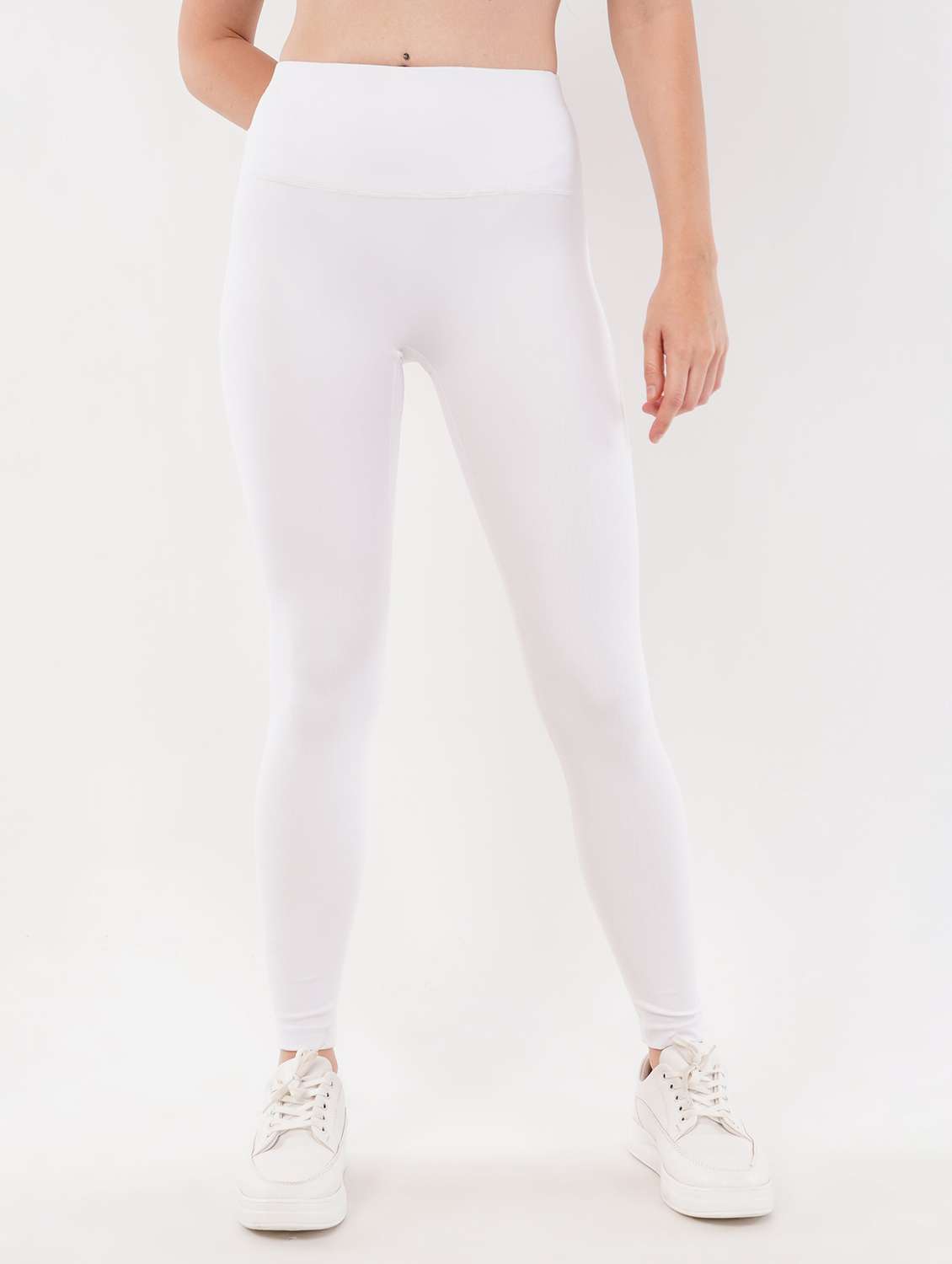 women solid high rise ankle length legging