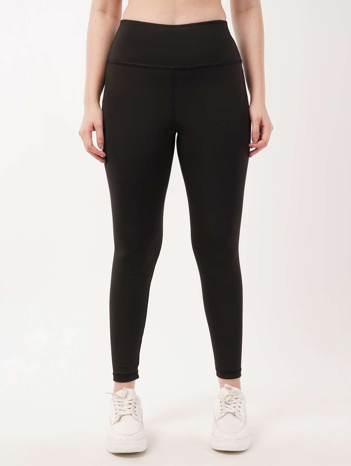 women solid high rise ankle length legging