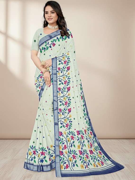 women floral casual wear saree with blouse