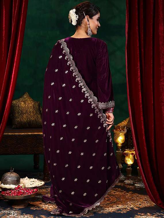 women solid with work long sleeve kurta pant with dupatta set - 22288745 -  Standard Image - 3