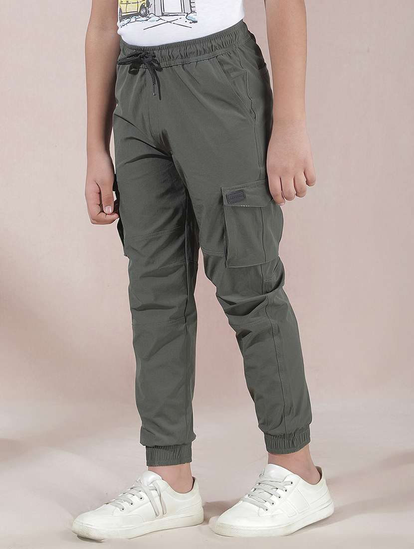 boys solid mid rise cargo jogger