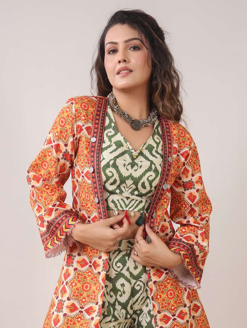 women ikat long sleeve fusion set - 22288774 -  Standard Image - 3