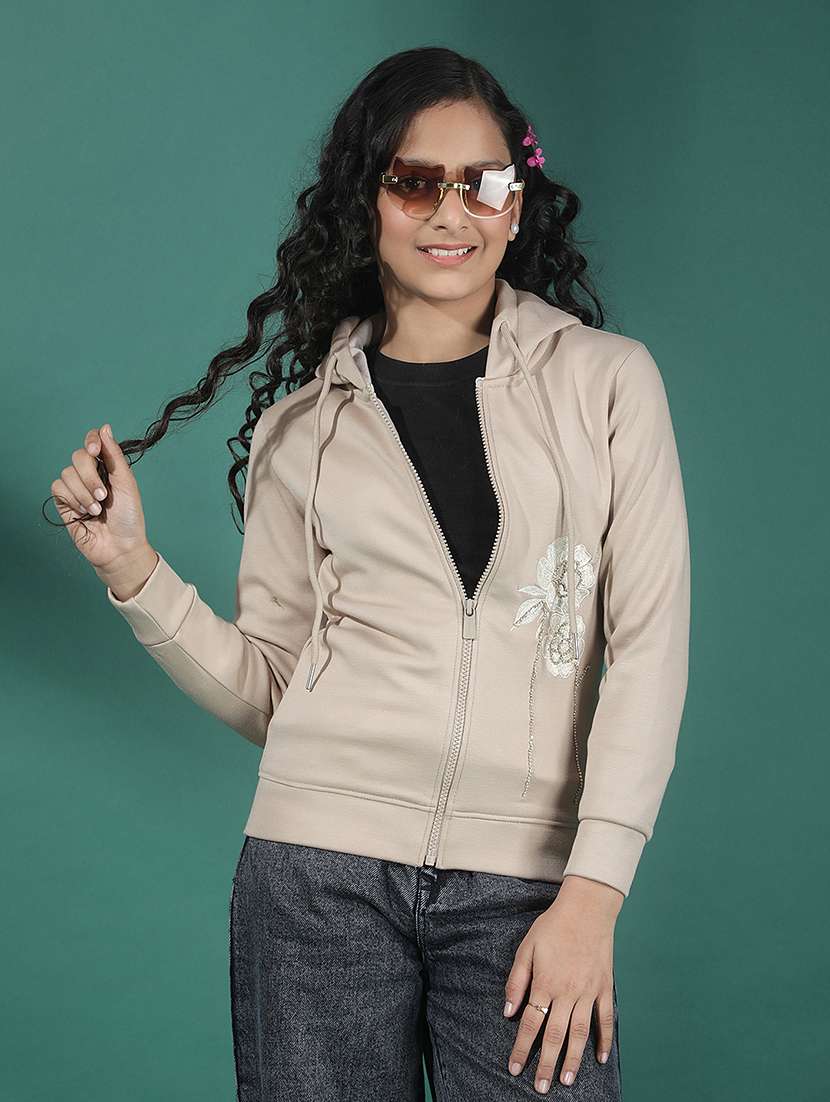 girls self designed long sleeve hooded sweatshirt