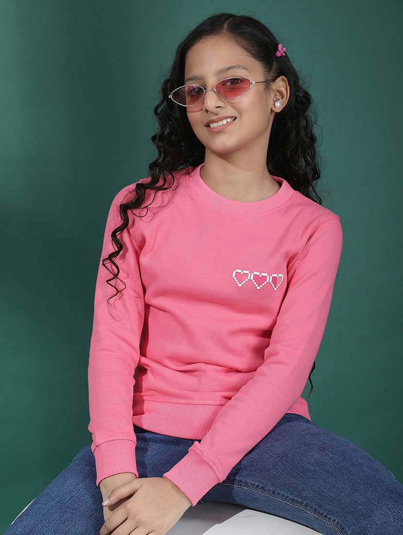 girls solid long sleeve sweatshirt