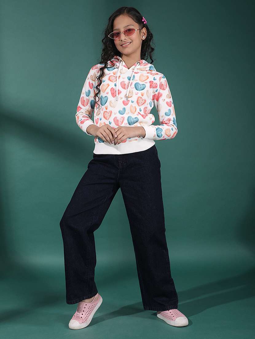 girls printed long sleeve hooded sweatshirt - 22288794 -  Standard Image - 5