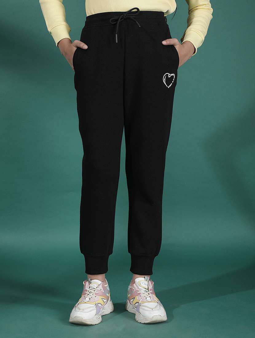 girls solid mid rise jogger