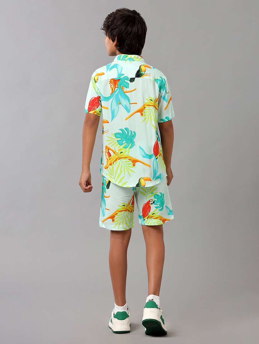 boys printed shirt & shorts co-ords set - 22288830 -  Standard Image - 3