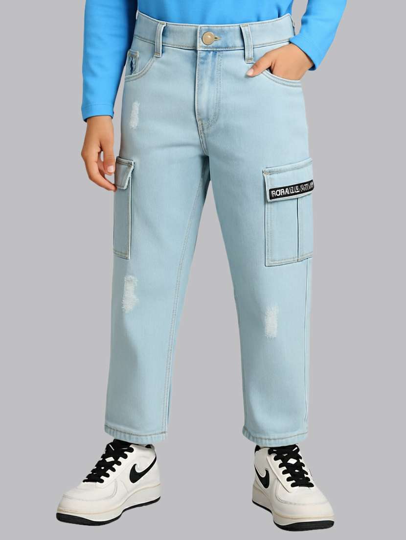 blue denim distressed jean