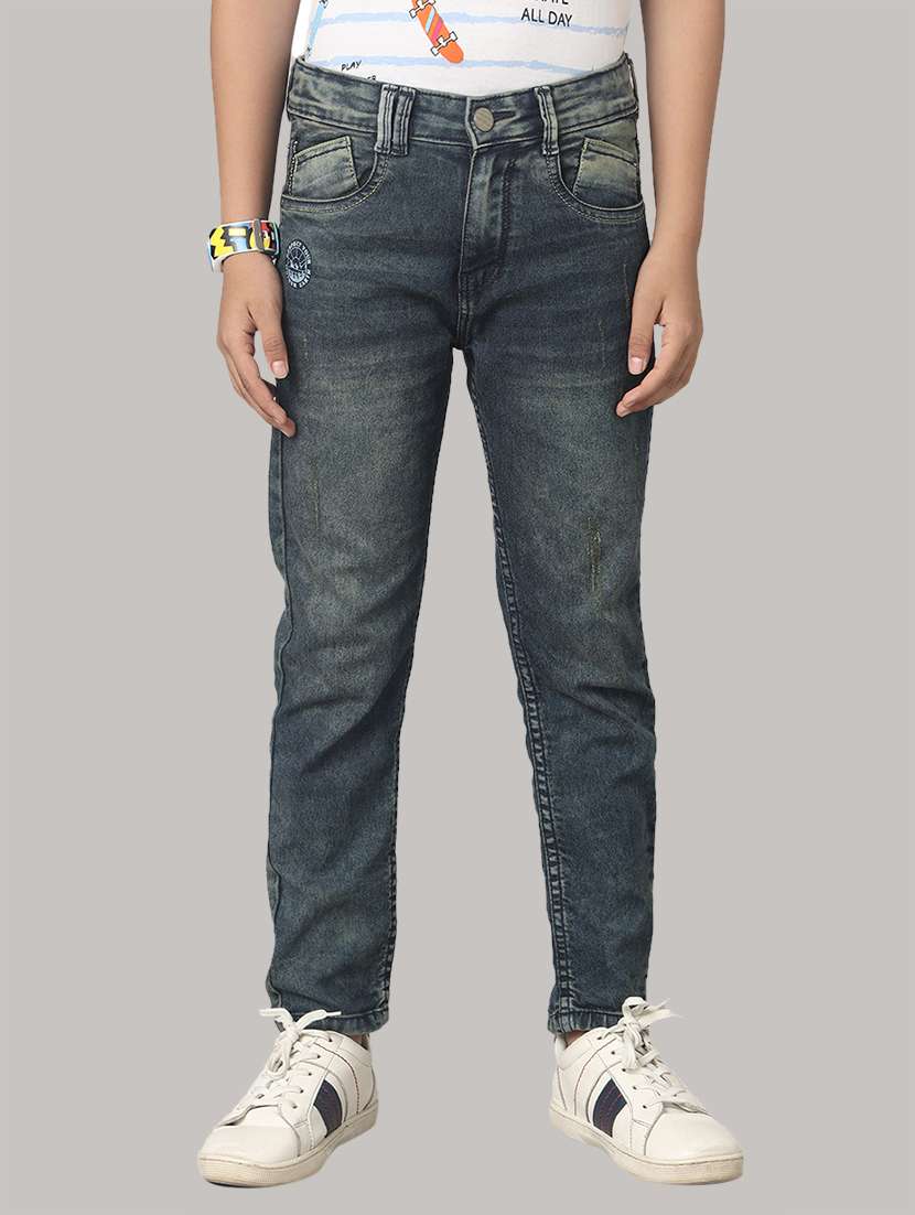 boys solid mid rise slim fit jean
