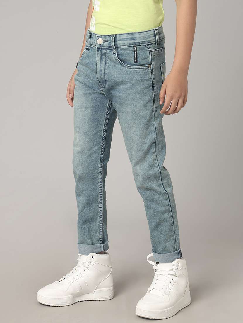 boys solid mid rise slim fit jean