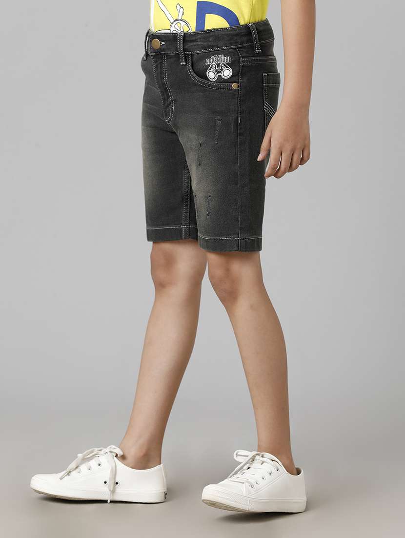 boys solid mid rise denim shorts