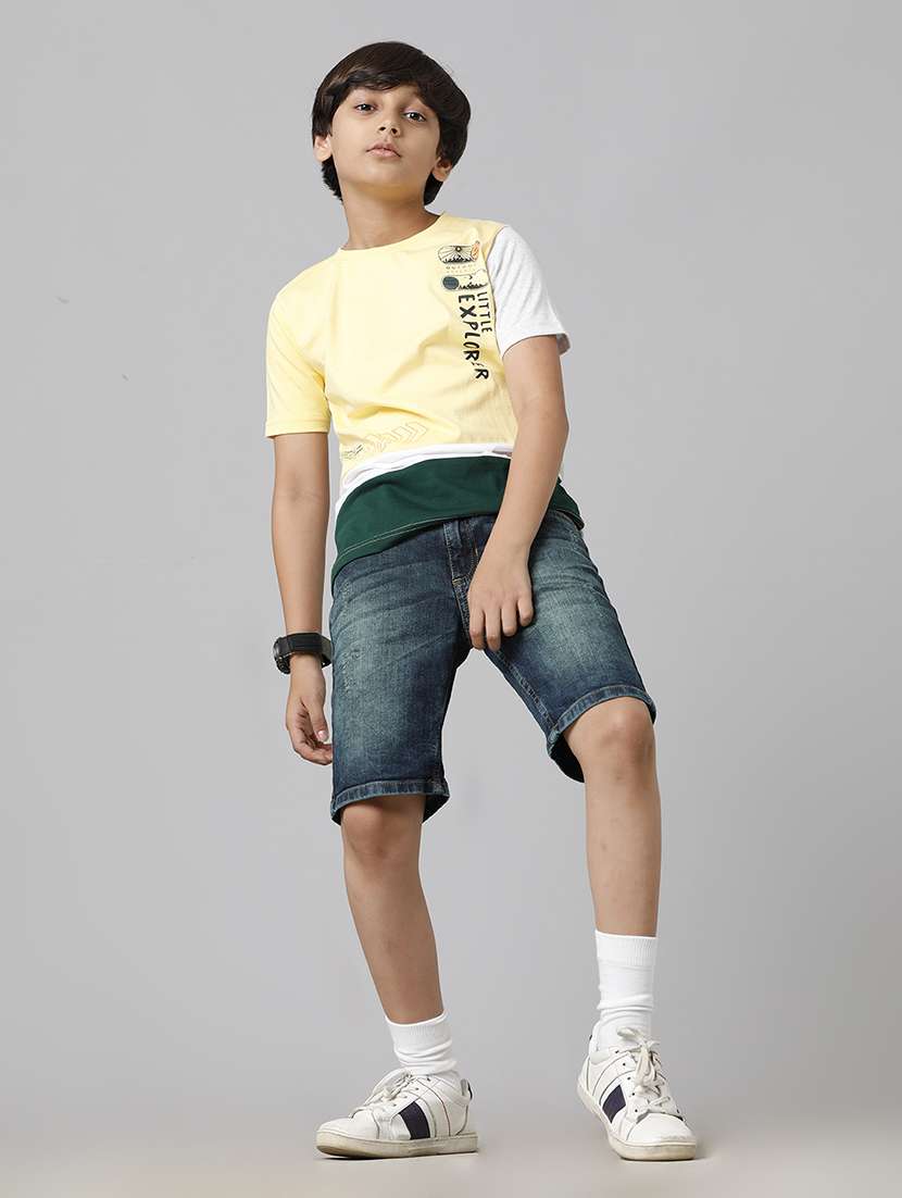 boys solid mid rise denim shorts - 22288854 -  Standard Image - 3