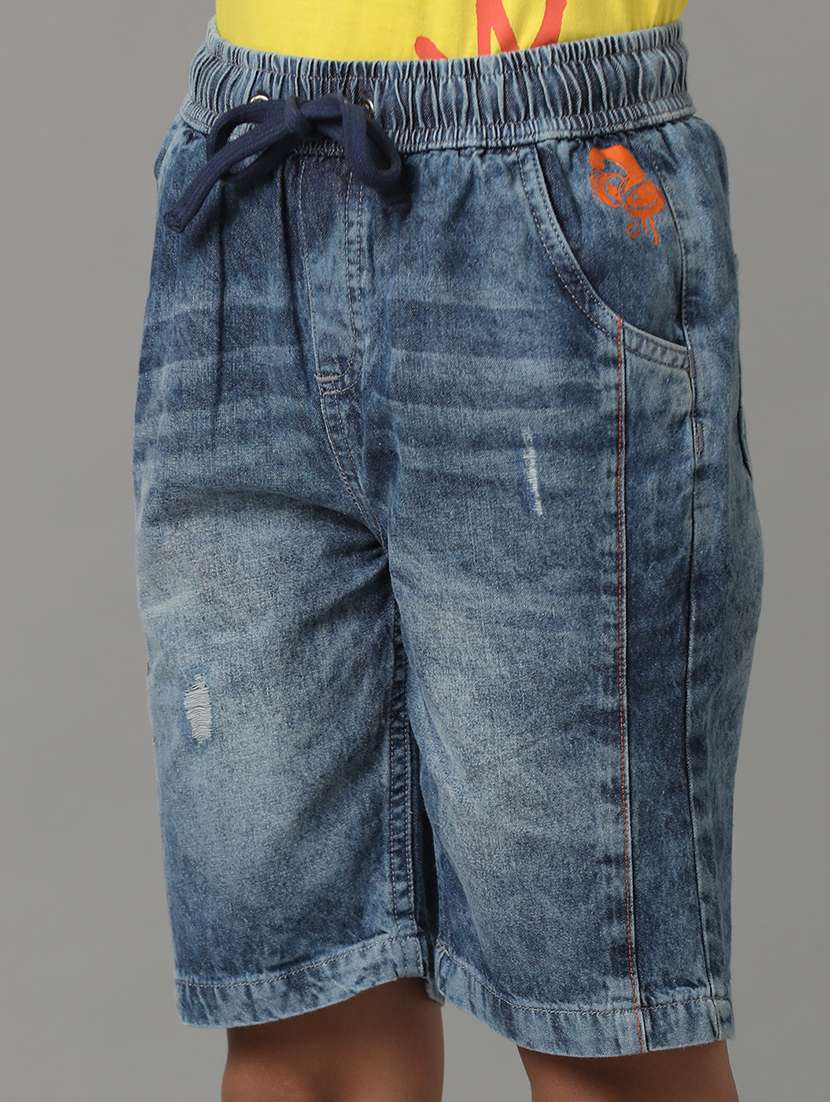 boys solid mid rise denim shorts - 22288867 -  Standard Image - 3