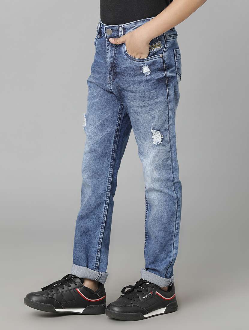 boys solid mid rise straight fit jeans