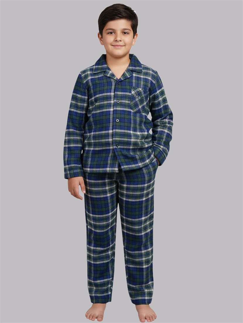 boys checkered nightwear pyjama set
