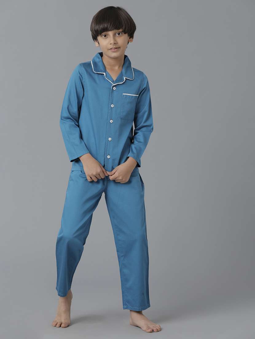 boys solid nightwear pyjama set