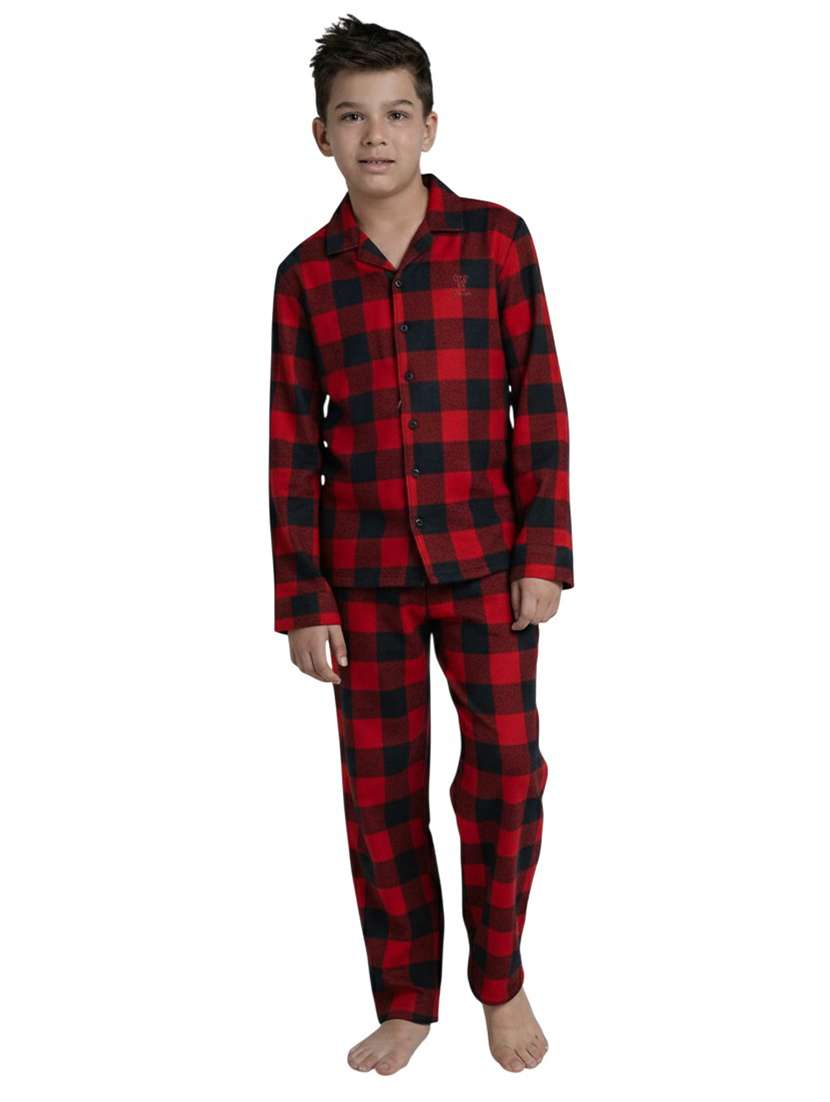 boys checkered nightwear pyjama set