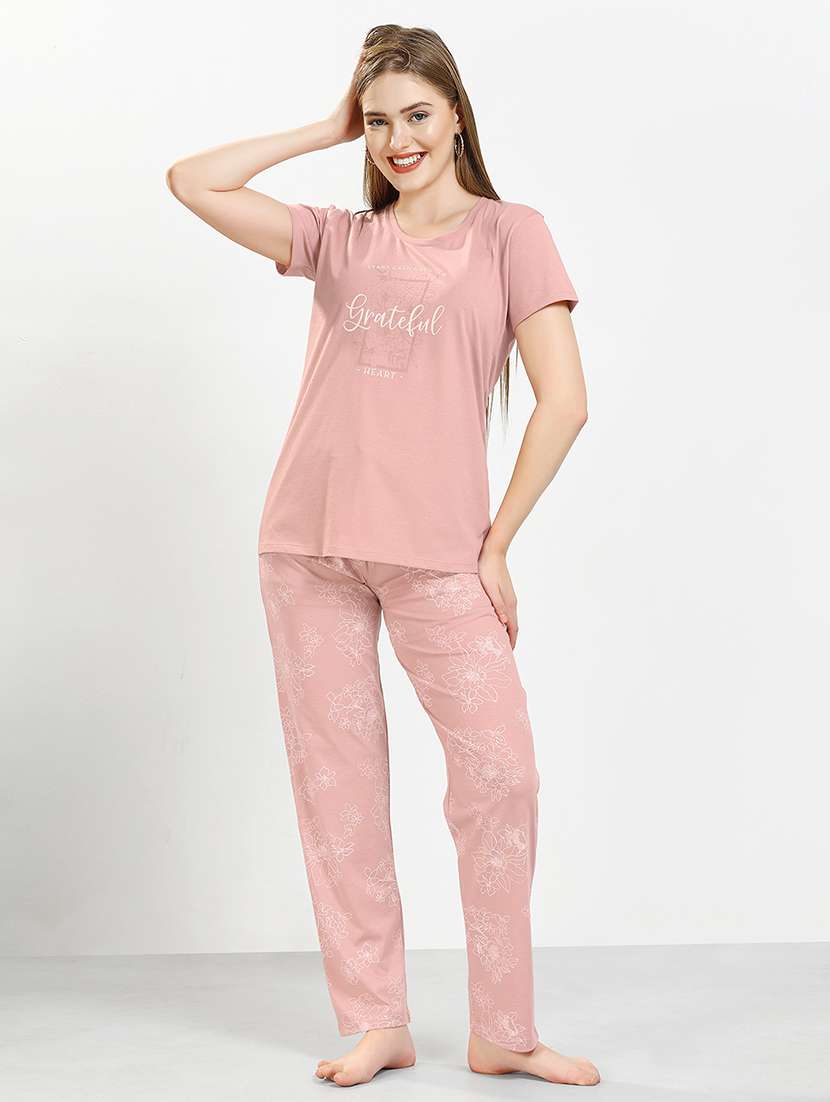 women printed nightwear pyjama set
